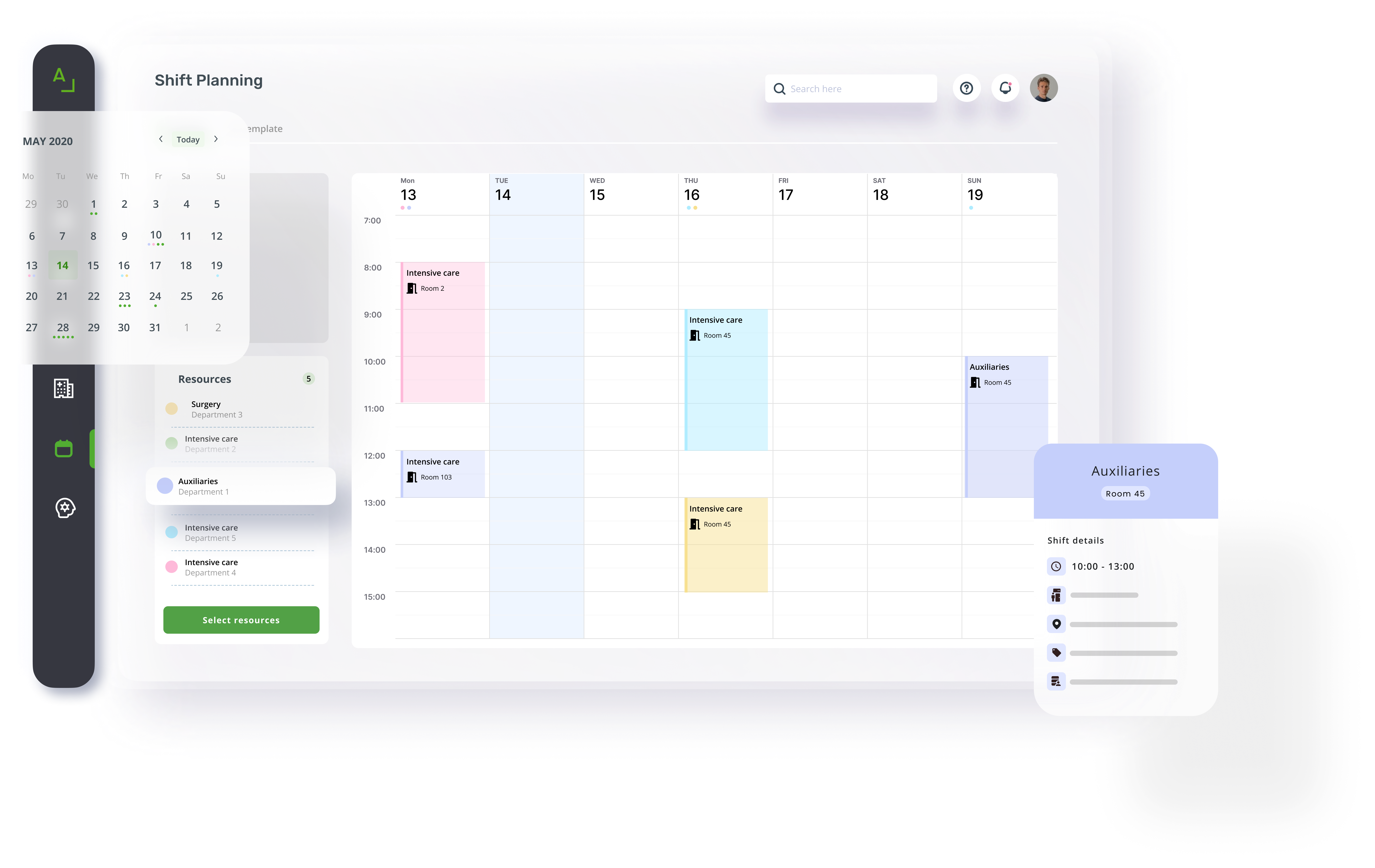Shift planning dashboard